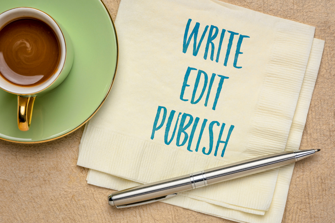 write, edit and publish - content creating concept